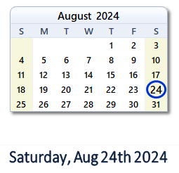 24 August 2024 calendar