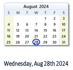 28 August 2024 calendar