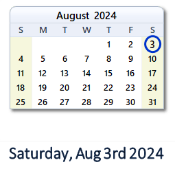 August 3, 2024 calendar