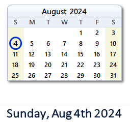 4 August 2024 calendar