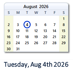 4 August 2026 calendar