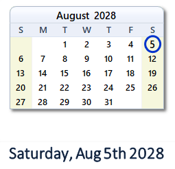 August 5, 2028 calendar
