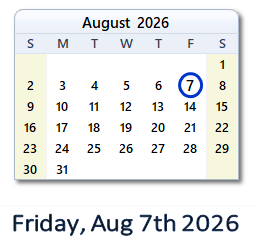 August 7, 2026 calendar