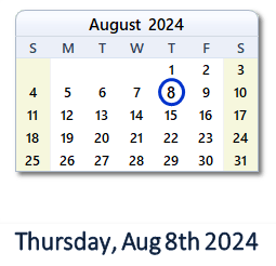 August 8, 2024 calendar