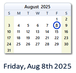 August 8, 2025 calendar