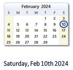 February 10, 2024 calendar