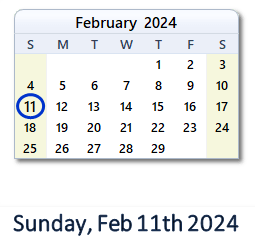 February 11, 2024 calendar