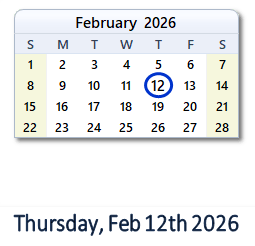 February 12, 2026 calendar