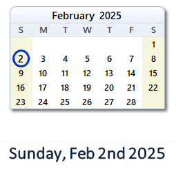 February 2, 2025 calendar