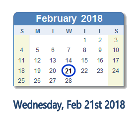 Image result for 21st february 2018 date