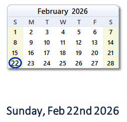 February 22, 2026 calendar