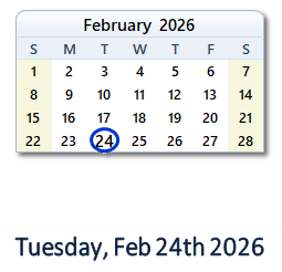 February 24, 2026 calendar