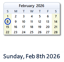 February 8, 2026 calendar