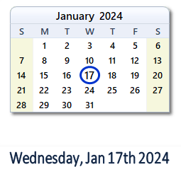 17 January 2024 calendar