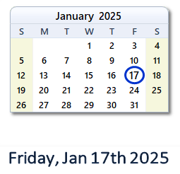 January 17, 2025 calendar