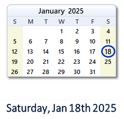 January 18, 2025 calendar