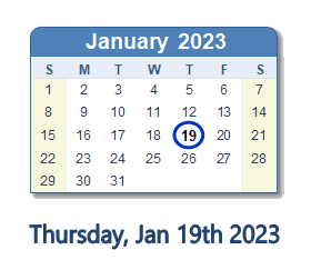 January 19, 2023 calendar