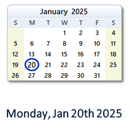 January 20, 2025 calendar