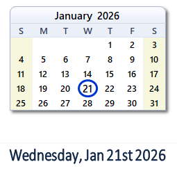 January 21, 2026 calendar