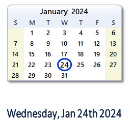 January 24, 2024 calendar