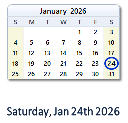January 24, 2026 calendar