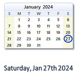 January 27, 2024 calendar
