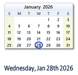 January 28, 2026 calendar
