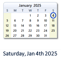 January 4, 2025 calendar