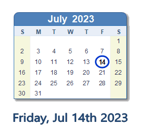 July 14, 2023 calendar