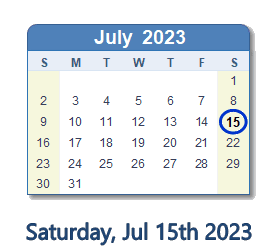 July 15, 2023 calendar