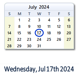 July 17, 2024 calendar