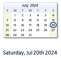 July 20, 2024 calendar