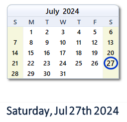 July 27, 2024 calendar