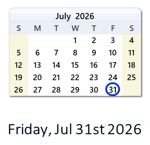 What Happened on Jul 31, 2026 in the USA? | WinCalendar