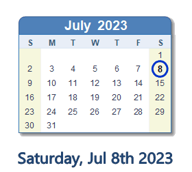 July 8, 2023 calendar