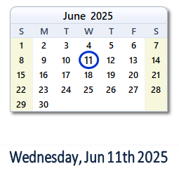 June 11, 2025 calendar