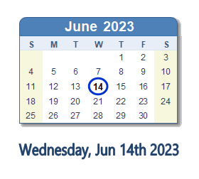 June 14, 2023 calendar