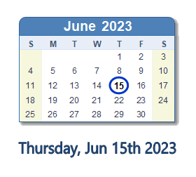 15 June 2023 calendar