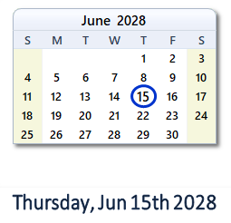 June 15, 2028 calendar