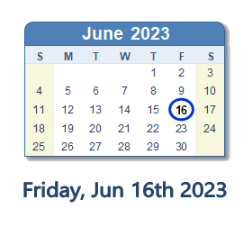 June 16, 2023 calendar