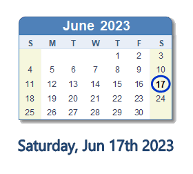 17 June 2023 calendar