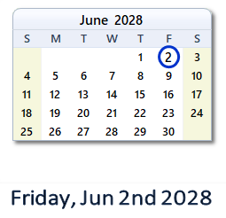 June 2, 2028 calendar