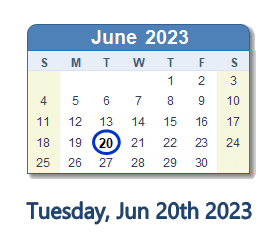 June 20, 2023 calendar
