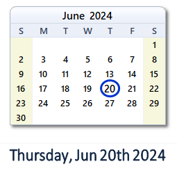 June 20, 2024 calendar