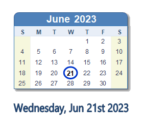 June 21, 2023 calendar