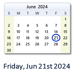 21 June 2024 calendar