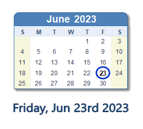 June 23, 2023 calendar