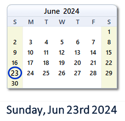 June 23, 2024 calendar