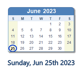 June 25, 2023 calendar