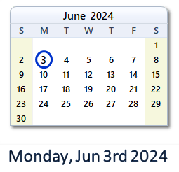 June 3, 2024 calendar